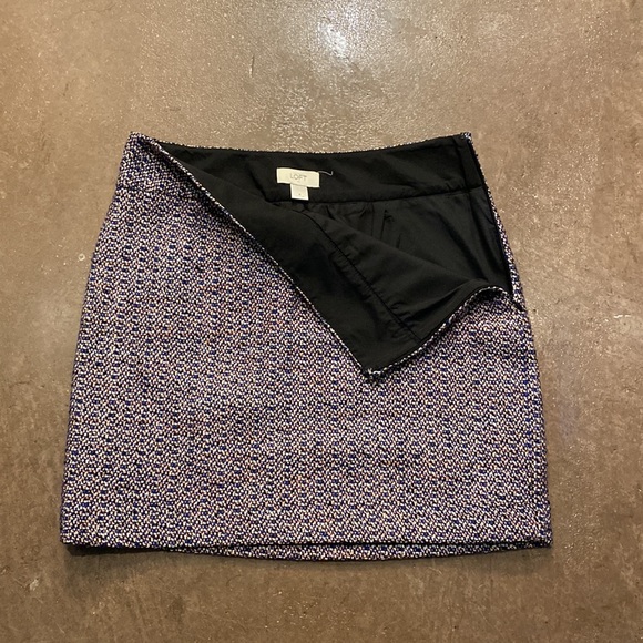 LOFT tweed mini skirt side zip NWOT - Picture 4 of 5